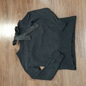 (XS) Haggar Petite 100% Cotton Satin Necktie Knit Sweater Fancy Luxury Look